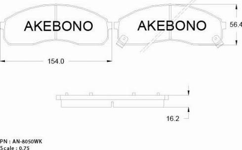 Akebono AN-8050WKE - Kit pastiglie freno, Freno a disco autozon.pro