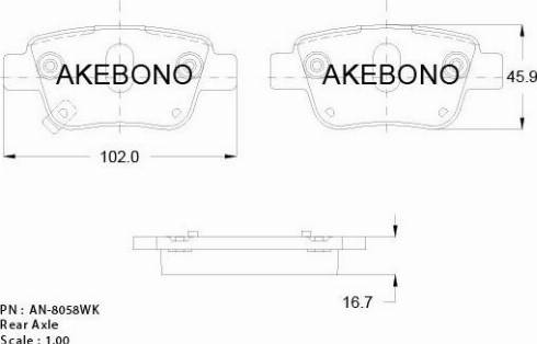 Akebono AN-8058WK - Kit pastiglie freno, Freno a disco autozon.pro