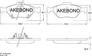 Akebono AN-8060WK - Kit pastiglie freno, Freno a disco autozon.pro