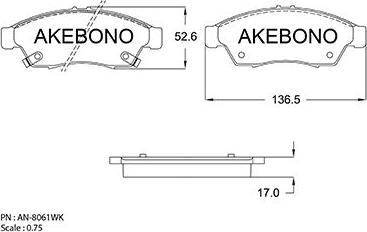 Akebono AN-8061WK - Kit pastiglie freno, Freno a disco autozon.pro