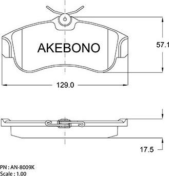 Akebono AN-8009K - Kit pastiglie freno, Freno a disco autozon.pro