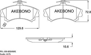 Akebono AN-8004WKE - Kit pastiglie freno, Freno a disco autozon.pro