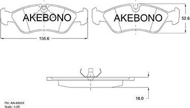 Akebono AN-8003K - Kit pastiglie freno, Freno a disco autozon.pro