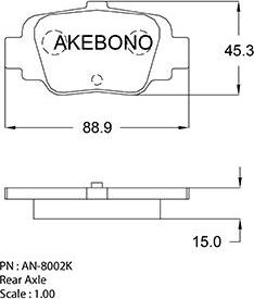 Akebono AN-8002K - Kit pastiglie freno, Freno a disco autozon.pro