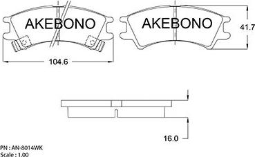 Akebono AN-8014WK - Kit pastiglie freno, Freno a disco autozon.pro