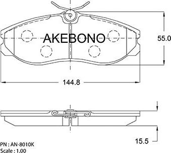 Akebono AN-8010KE - Kit pastiglie freno, Freno a disco autozon.pro