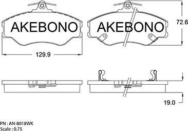 Akebono AN-8018WK - Kit pastiglie freno, Freno a disco autozon.pro