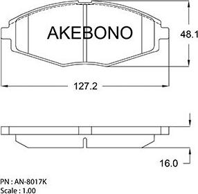 Akebono AN-8017K - Kit pastiglie freno, Freno a disco autozon.pro