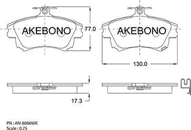 Akebono AN-8086WK - Kit pastiglie freno, Freno a disco autozon.pro