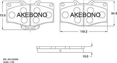 Akebono AN-8039WK - Kit pastiglie freno, Freno a disco autozon.pro