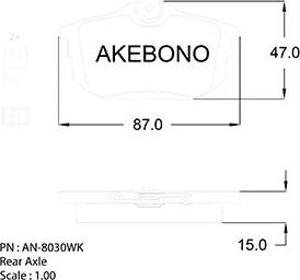 Akebono AN-8030WK - Kit pastiglie freno, Freno a disco autozon.pro