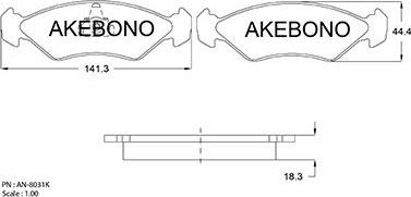 Akebono AN-8031K - Kit pastiglie freno, Freno a disco autozon.pro