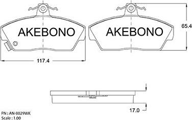 Akebono AN-8029WK - Kit pastiglie freno, Freno a disco autozon.pro