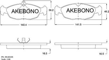 Akebono AN-8022K - Kit pastiglie freno, Freno a disco autozon.pro