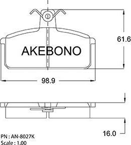 Akebono AN-8027K - Kit pastiglie freno, Freno a disco autozon.pro