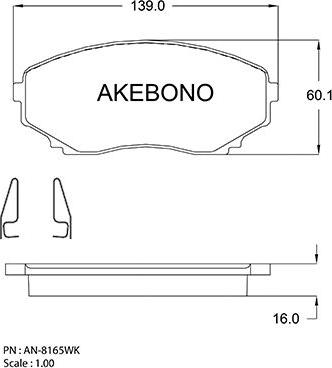 Akebono AN-8165WKE - Kit pastiglie freno, Freno a disco autozon.pro