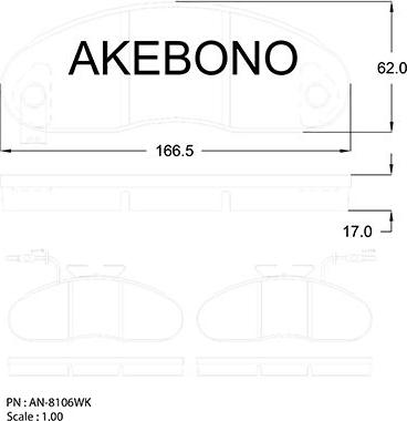 Akebono AN-8106WK - Kit pastiglie freno, Freno a disco autozon.pro