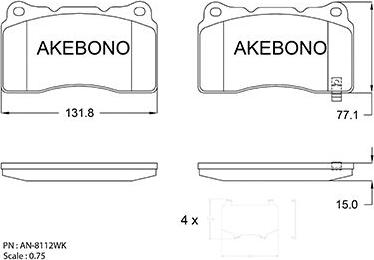 Akebono AN-8112WK - Kit pastiglie freno, Freno a disco autozon.pro