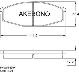 Akebono AN-390K - Kit pastiglie freno, Freno a disco autozon.pro