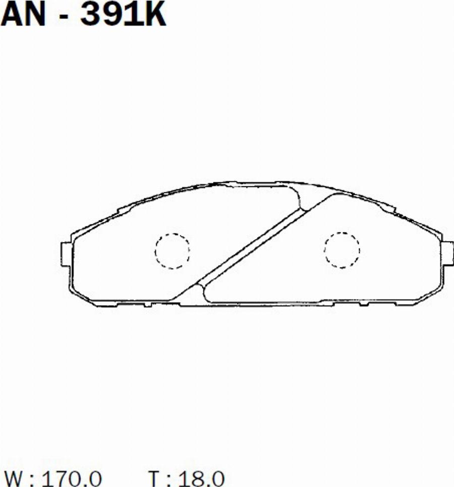 Akebono AN391K - Kit pastiglie freno, Freno a disco autozon.pro