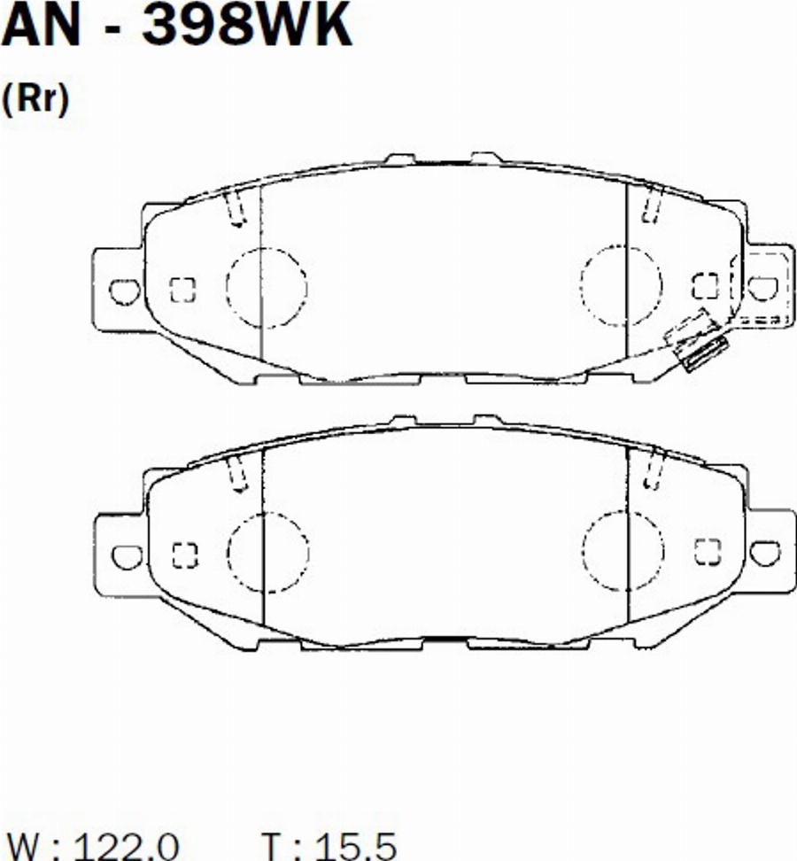 Akebono AN-398WK - Kit pastiglie freno, Freno a disco autozon.pro