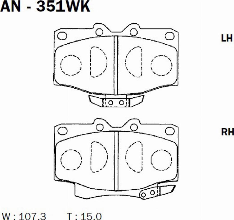 Akebono AN-351WK - Kit pastiglie freno, Freno a disco autozon.pro