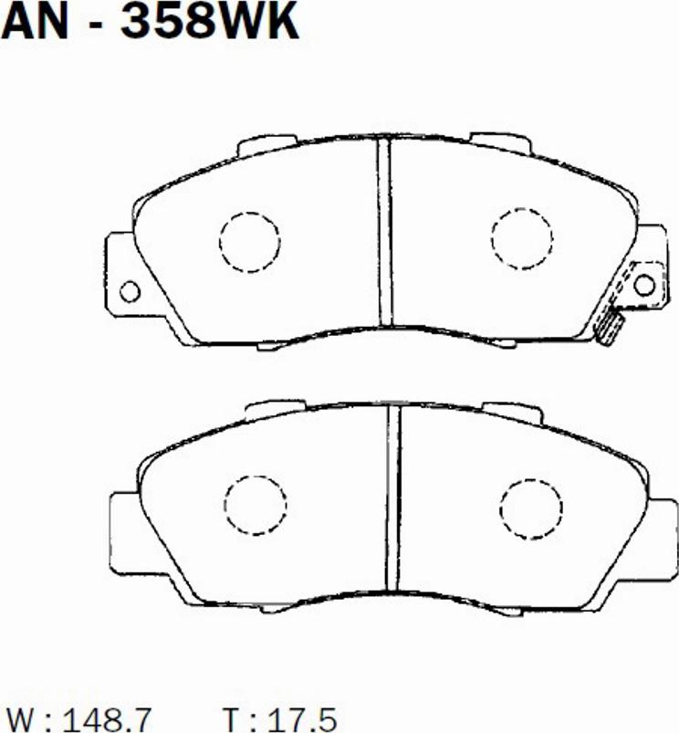 Akebono AN-358WK - Kit pastiglie freno, Freno a disco autozon.pro