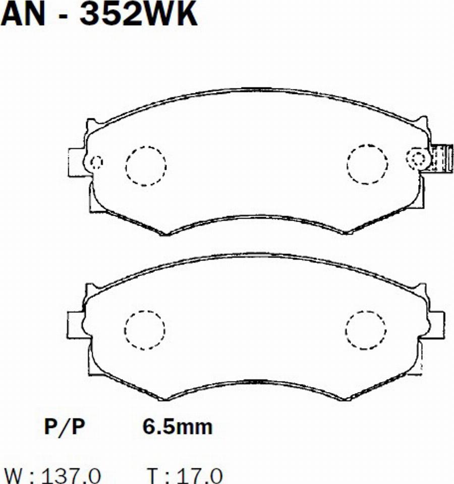 Akebono AN-352WK - Kit pastiglie freno, Freno a disco autozon.pro