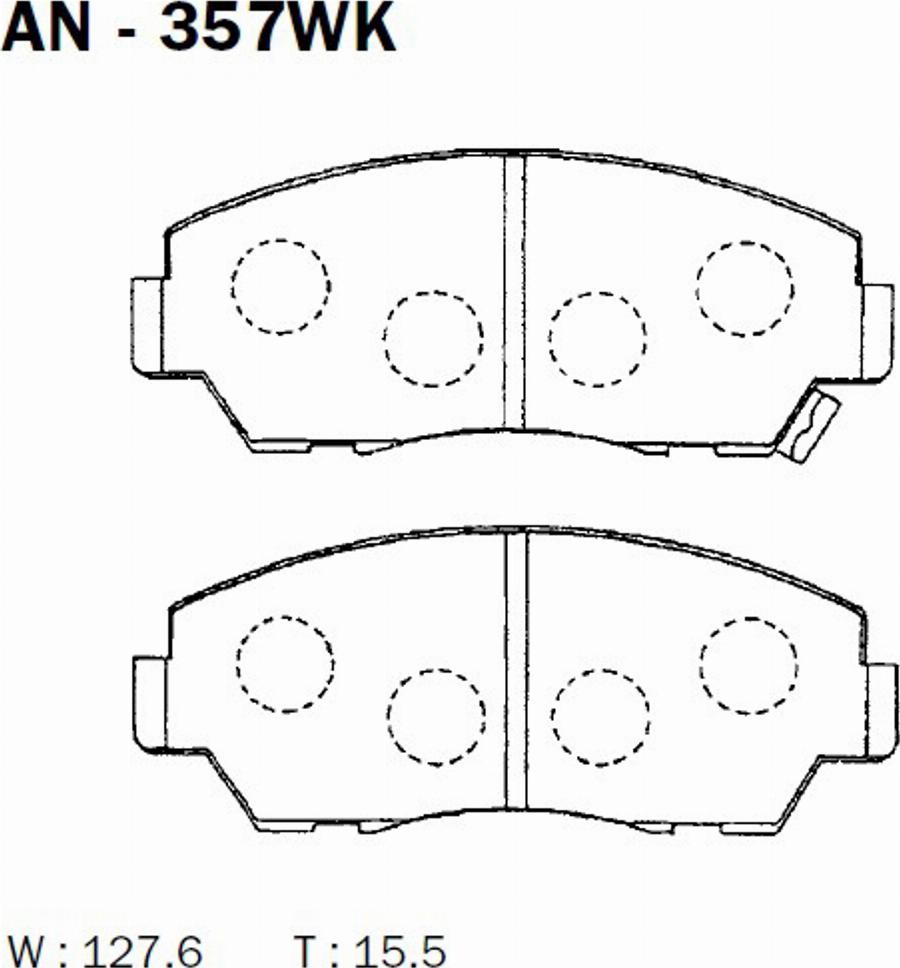 Akebono AN-357WK - Kit pastiglie freno, Freno a disco autozon.pro