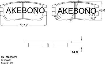 Akebono AN-366WKE - Kit pastiglie freno, Freno a disco autozon.pro