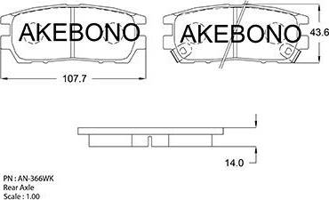 Akebono AN-366WK - Kit pastiglie freno, Freno a disco autozon.pro