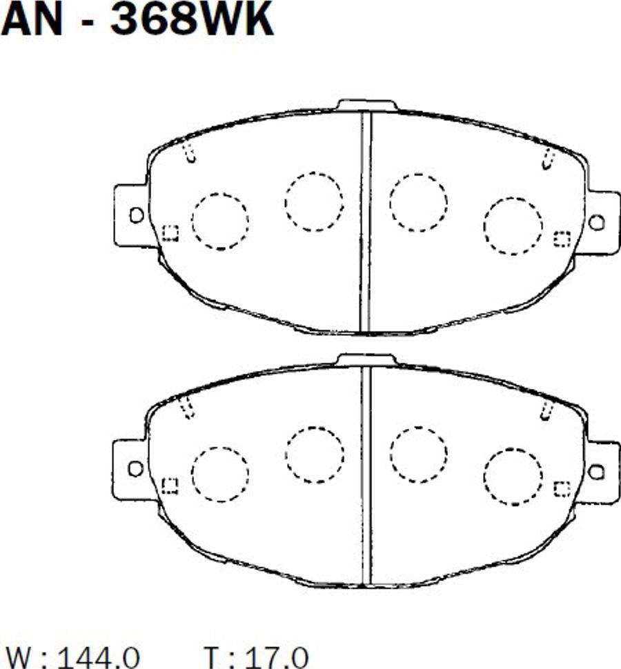 Akebono AN368WK - Kit pastiglie freno, Freno a disco autozon.pro