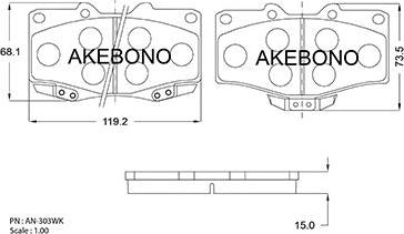 Akebono AN-303WKE - Kit pastiglie freno, Freno a disco autozon.pro