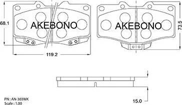 Akebono AN-303WK - Kit pastiglie freno, Freno a disco autozon.pro