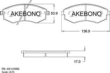 Akebono AN-319WKE - Kit pastiglie freno, Freno a disco autozon.pro