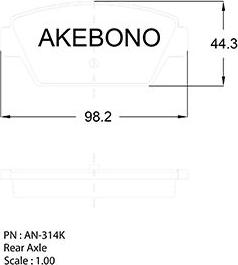 Akebono AN-314K - Kit pastiglie freno, Freno a disco autozon.pro