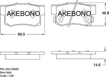 Akebono AN-310WK - Kit pastiglie freno, Freno a disco autozon.pro