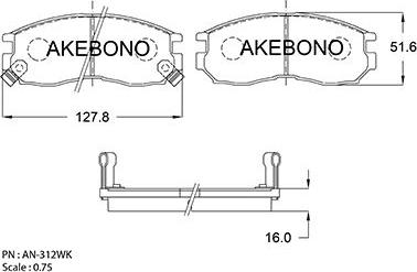 Akebono AN-312WK - Kit pastiglie freno, Freno a disco autozon.pro