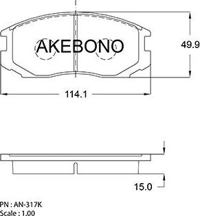 Akebono AN-317K - Kit pastiglie freno, Freno a disco autozon.pro