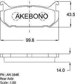 Akebono AN-384K - Kit pastiglie freno, Freno a disco autozon.pro