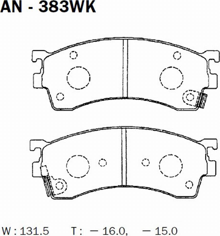 Akebono AN-383WK - Kit pastiglie freno, Freno a disco autozon.pro