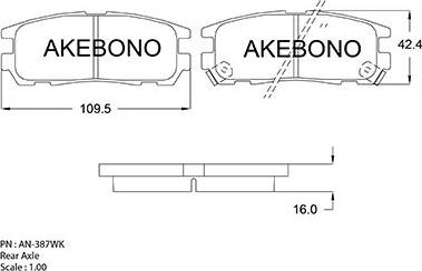 Akebono AN-387WKE - Kit pastiglie freno, Freno a disco autozon.pro