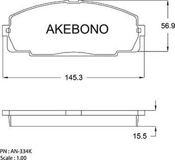 Akebono AN-334K - Kit pastiglie freno, Freno a disco autozon.pro