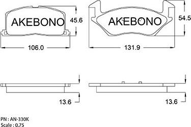 Akebono AN-330K - Kit pastiglie freno, Freno a disco autozon.pro