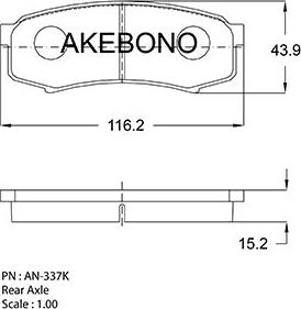 Akebono AN-337KE - Kit pastiglie freno, Freno a disco autozon.pro