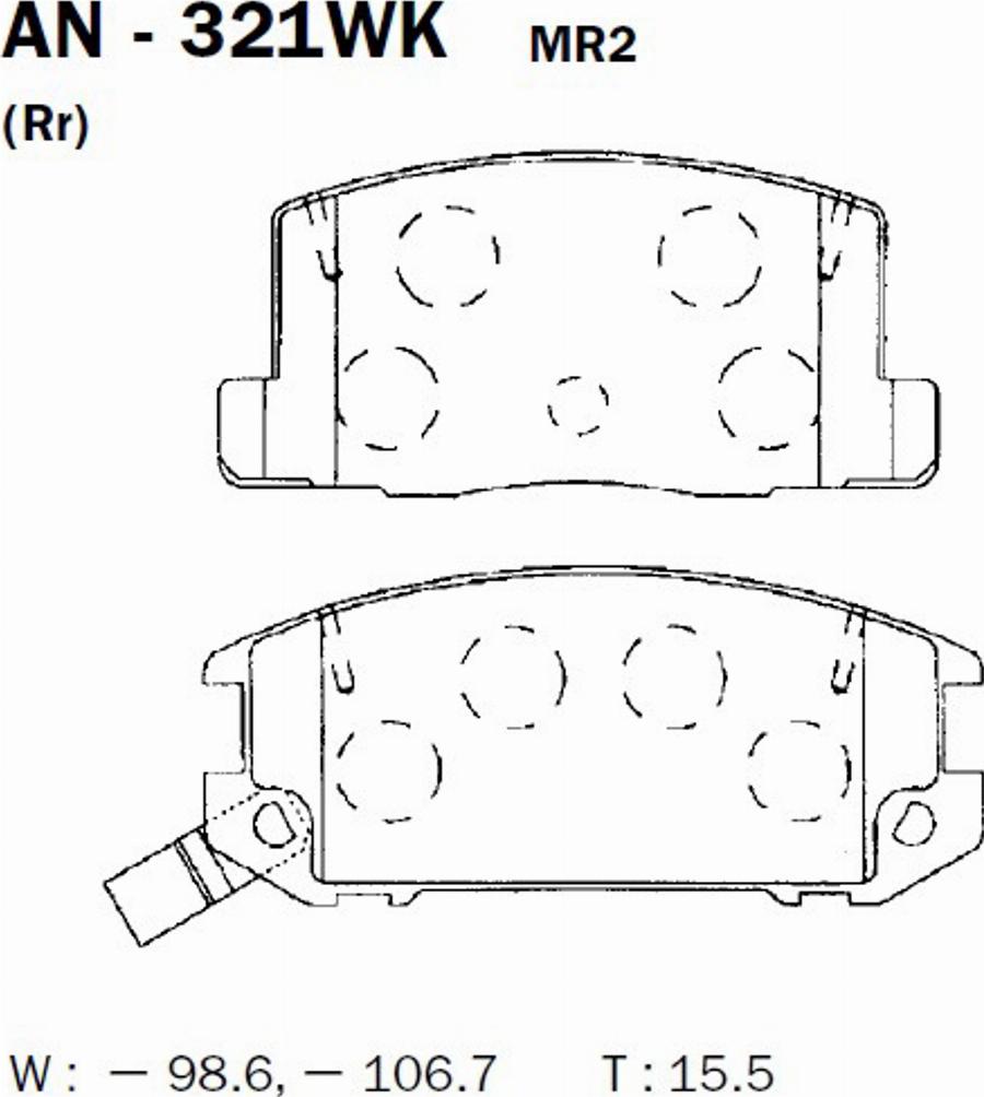 Akebono AN-321WK - Kit pastiglie freno, Freno a disco autozon.pro