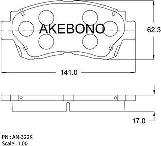 Akebono AN-322K - Kit pastiglie freno, Freno a disco autozon.pro