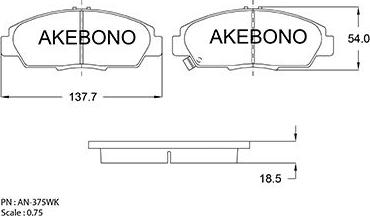 Akebono AN-375WKE - Kit pastiglie freno, Freno a disco autozon.pro