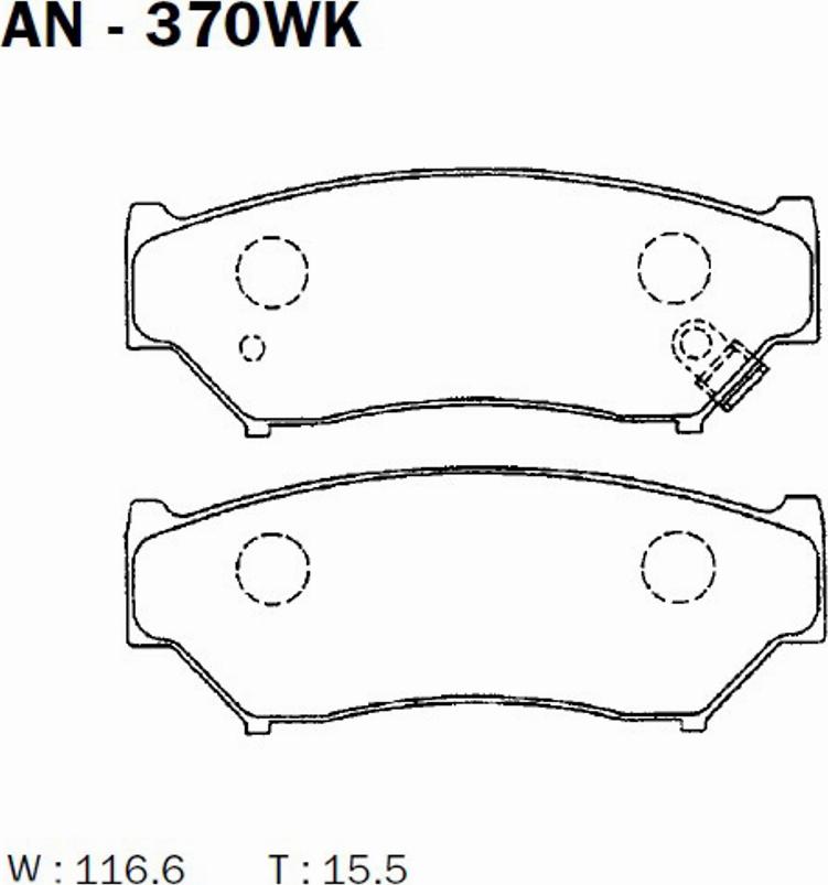 Akebono AN-370WK - Kit pastiglie freno, Freno a disco autozon.pro