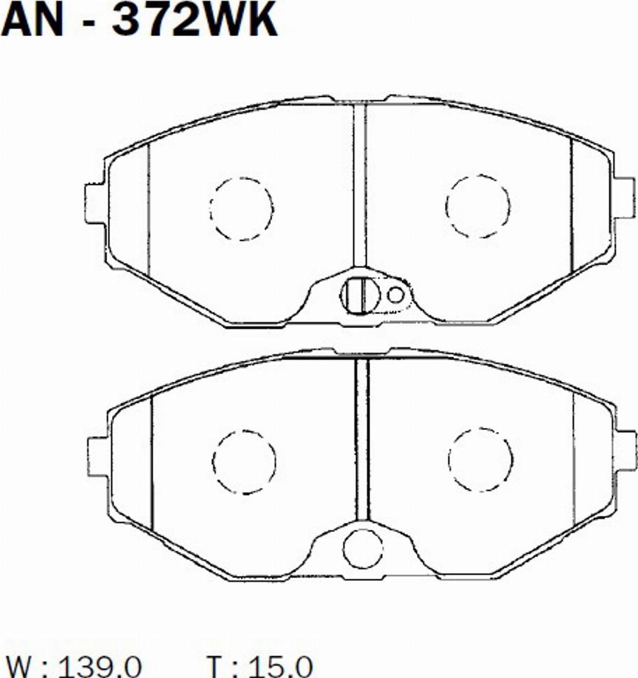 Akebono AN-372WK - Kit pastiglie freno, Freno a disco autozon.pro